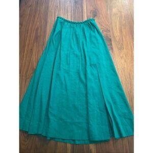 Editions Sezane Women's Green Pleated Linen Blend Maxi A-Line Skirt Size 36